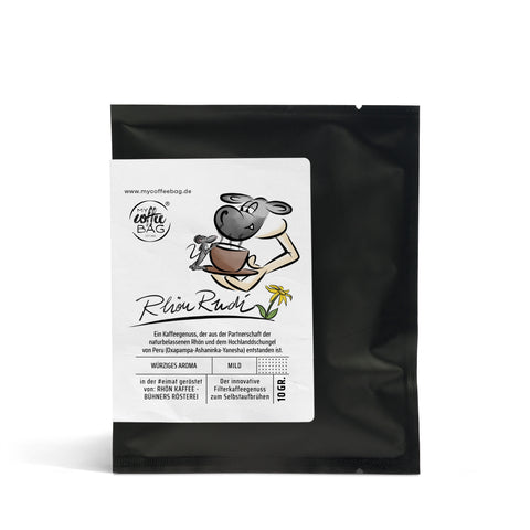 De mëllen a schaarfe Kaffi aus dem Héichlandsjungel vu Peru: Drip Coffee Bag Rhön Rudi