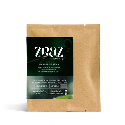 De mëttelstarke kolumbianesche Héichlandkaffi: Drip Coffee Bag ZEAL Nr. 2 (MyTastebox)